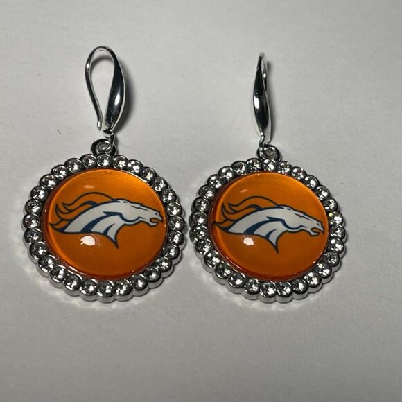 Denver Broncos NFL Fashion Dangle Rhinestone Earrings NEW - Picture 1 of 1
